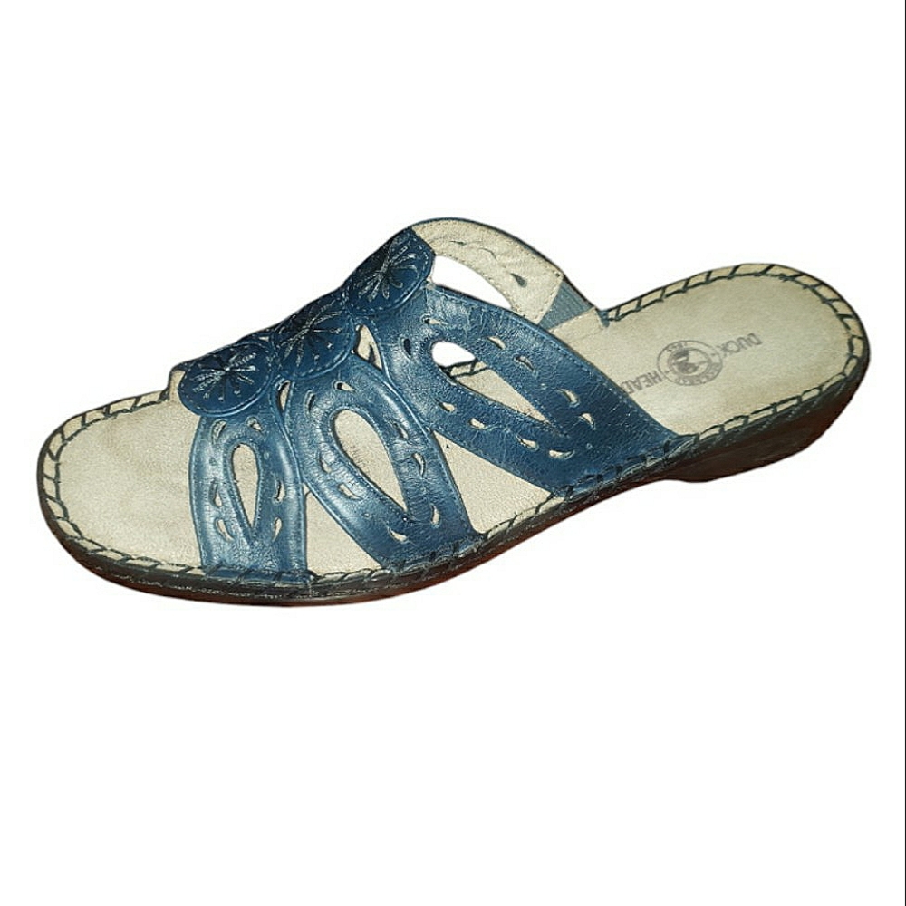 Duck Head Strappy Cut Out Open Toe Comfort Slip-On Navy Blue Boho Sandals 6 NWT